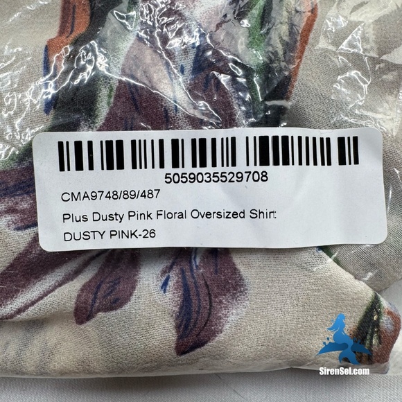 1105 NWT PrettyLittleThing Plus Dusty Pink Floral Oversized Shirt - Size 22 - Picture 6 of 11